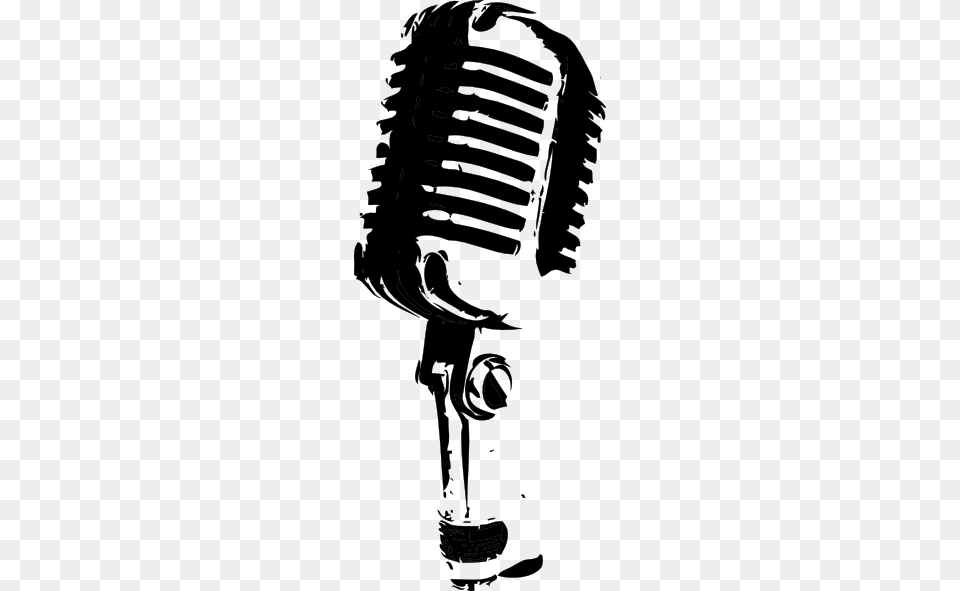 Black And White Microphone Clipart For Web, Electrical Device, Stencil, Person Free Png Download