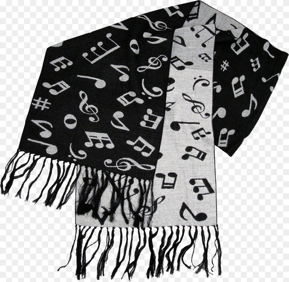 Black And White Music Note Scarf Stole, Clothing, Adult, Female, Person Free Png Download