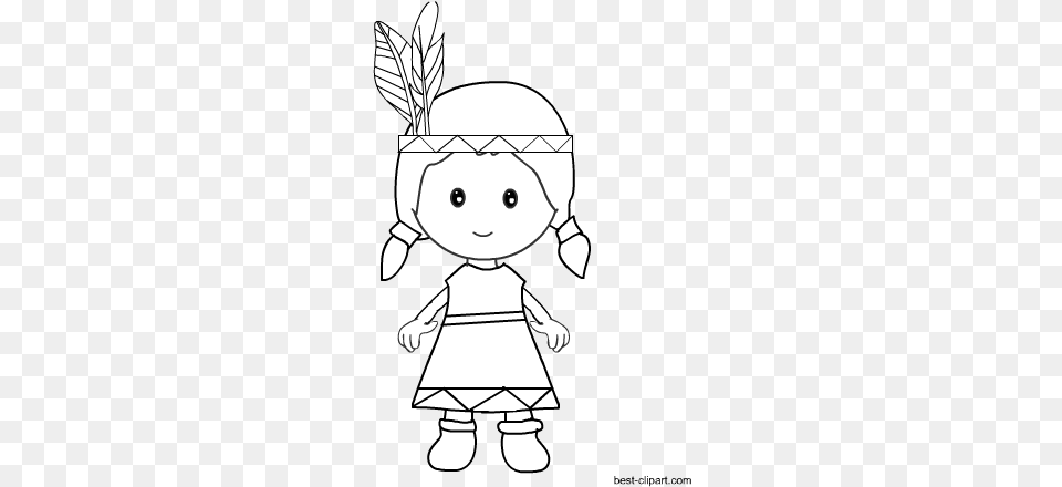 Black And White Native American Girl Clip Art Girl, Baby, Person, Face, Head Png
