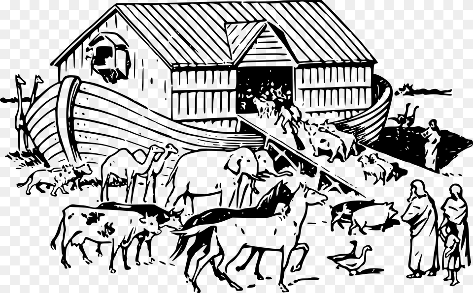 Black And White Noahs Ark Clipart, Gray Png Image