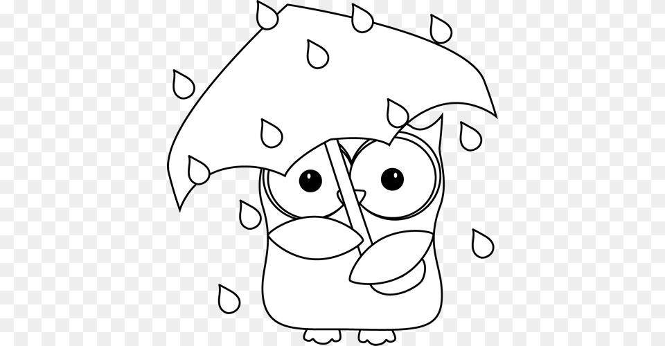 Black And White Owl In The Rain Clip Art Clip Art Rainy Black And White, Ammunition, Grenade, Weapon, Drawing Free Png