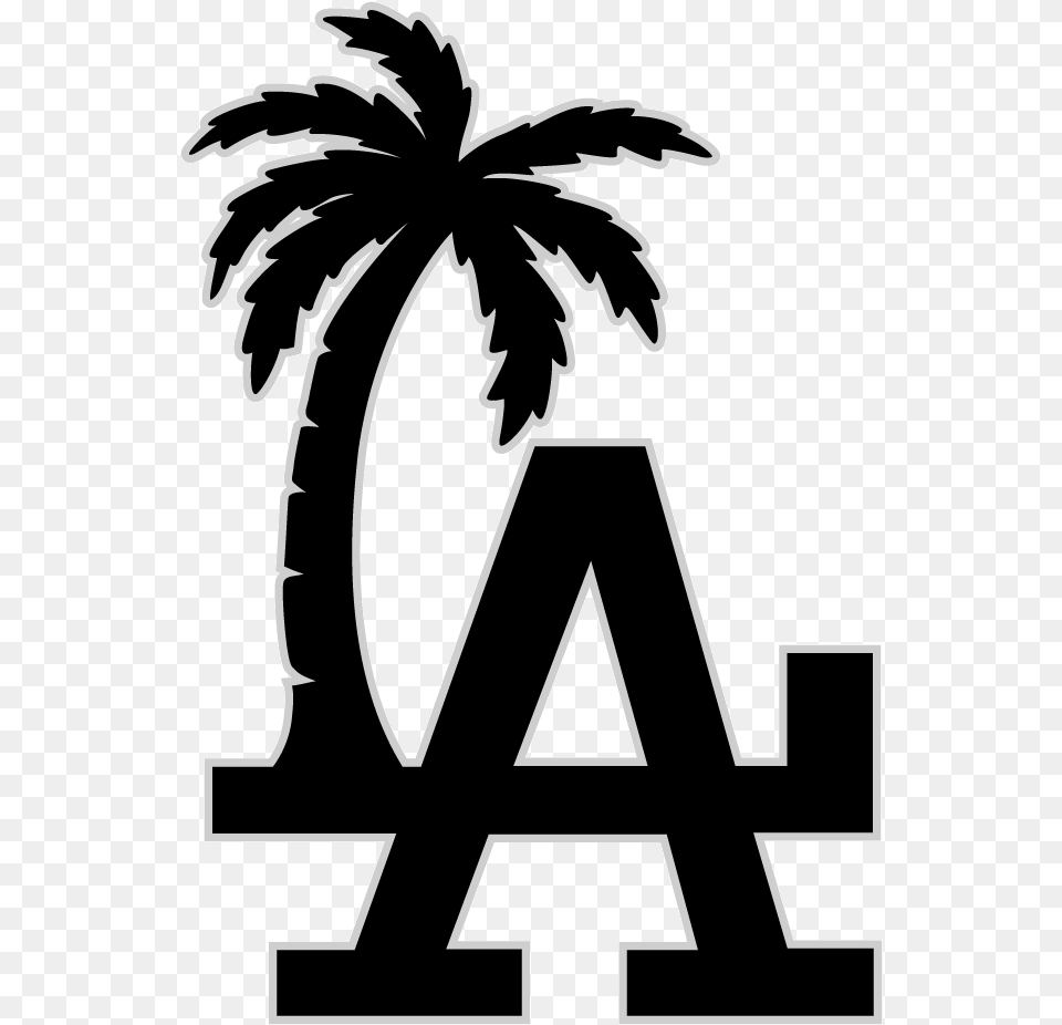 Black And White Palm Tree Logo La Dodgers Palm Tree, Stencil, Symbol, Person Free Png Download
