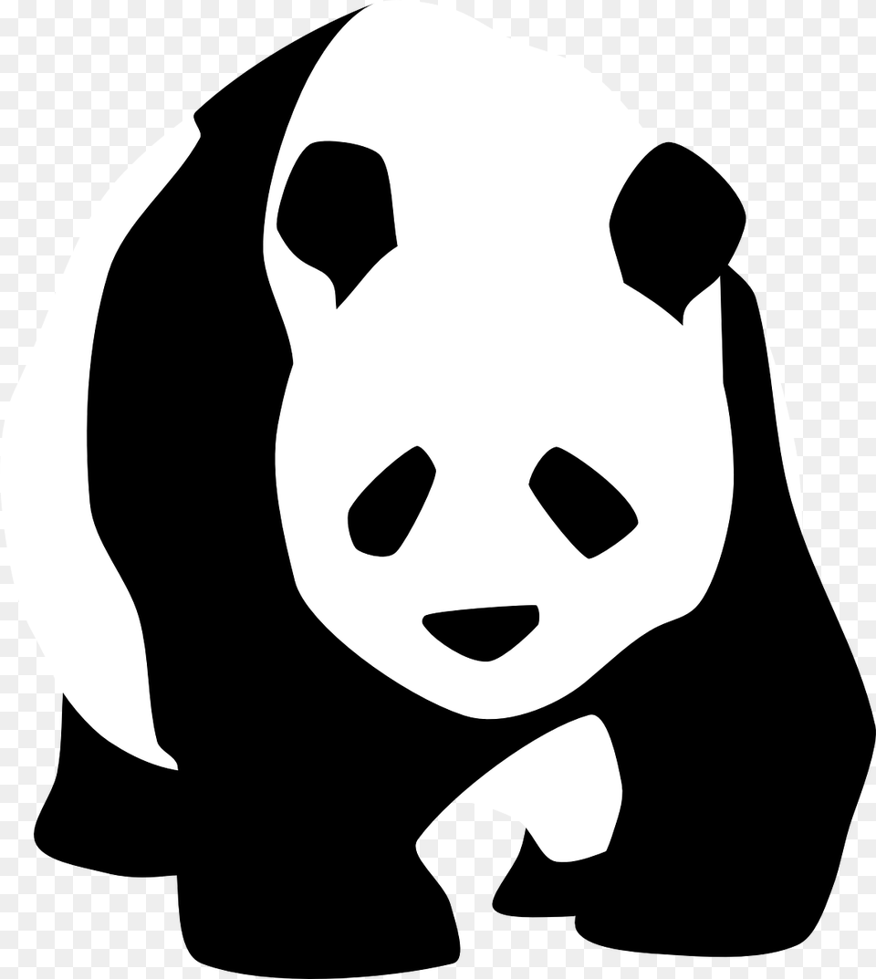 Black And White Panda Clipart, Stencil, Baby, Person, Face Free Png