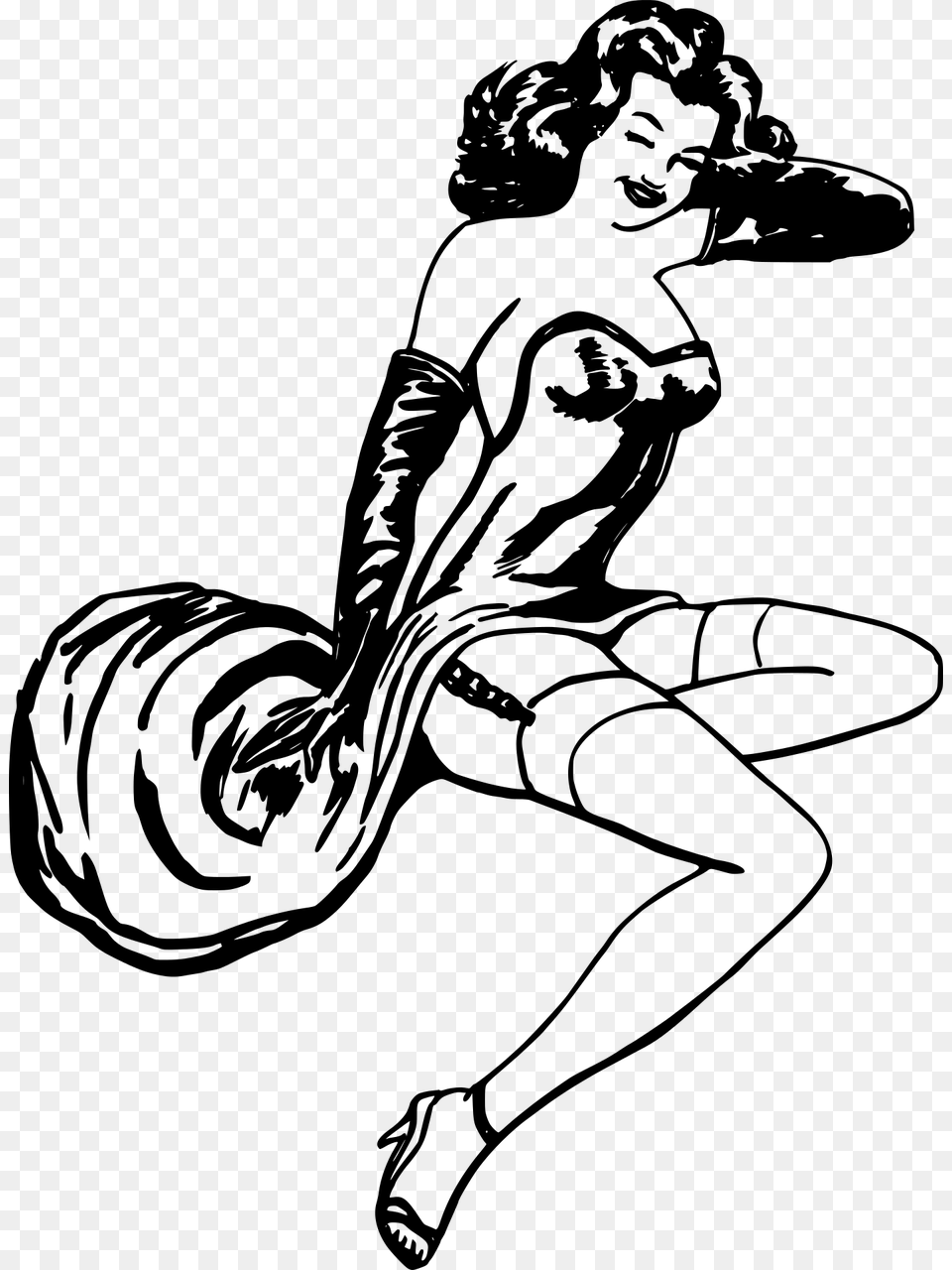 Black And White Pinup Girl Clipart, Gray Free Transparent Png