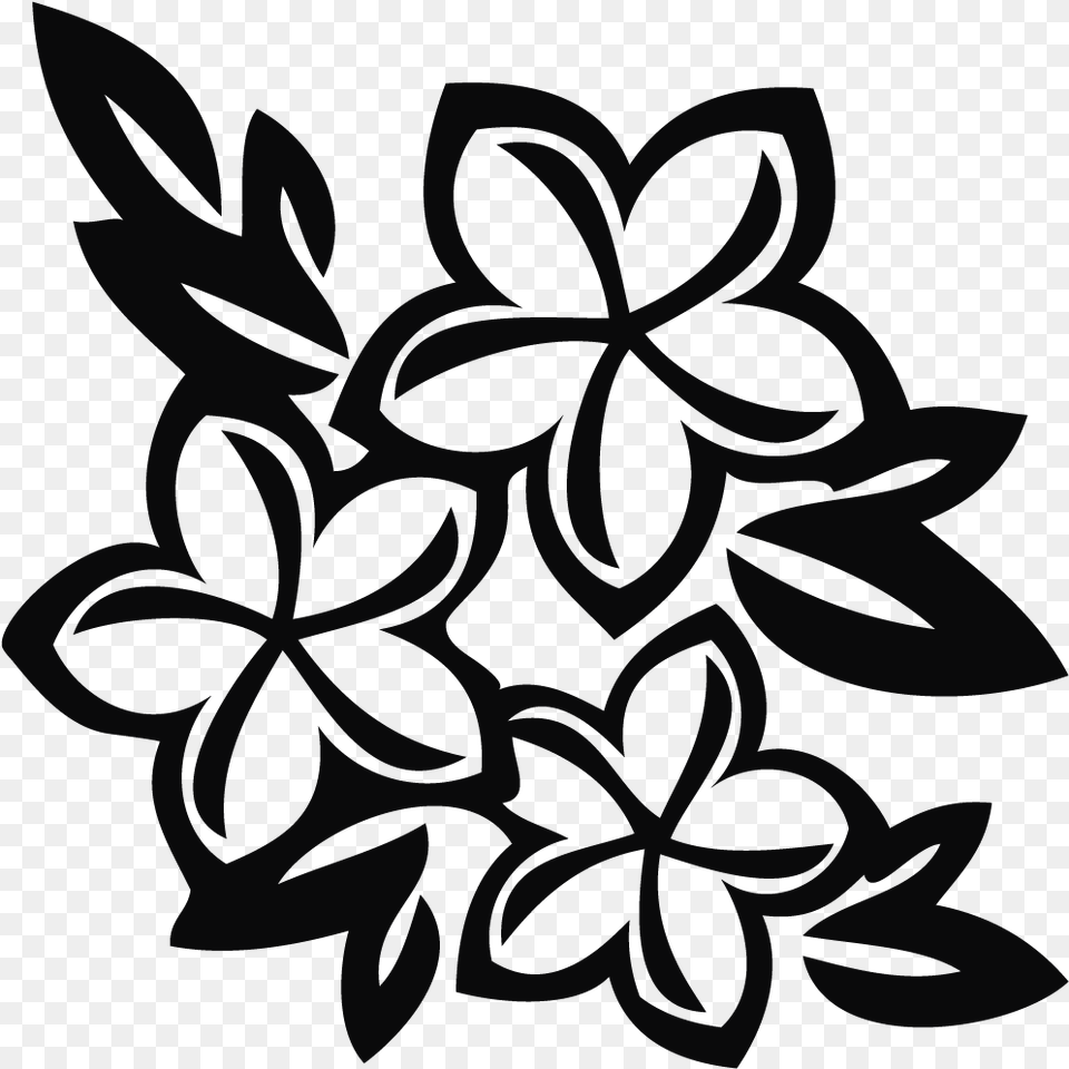 Black And White Plumeria Clip Art, Floral Design, Graphics, Pattern, Stencil Free Transparent Png