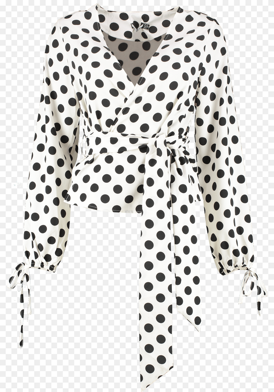 Black And White Polka Dot Wrap Blouse Crossland 422 Oil Filter, Pattern, Clothing, Coat, Polka Dot Free Transparent Png