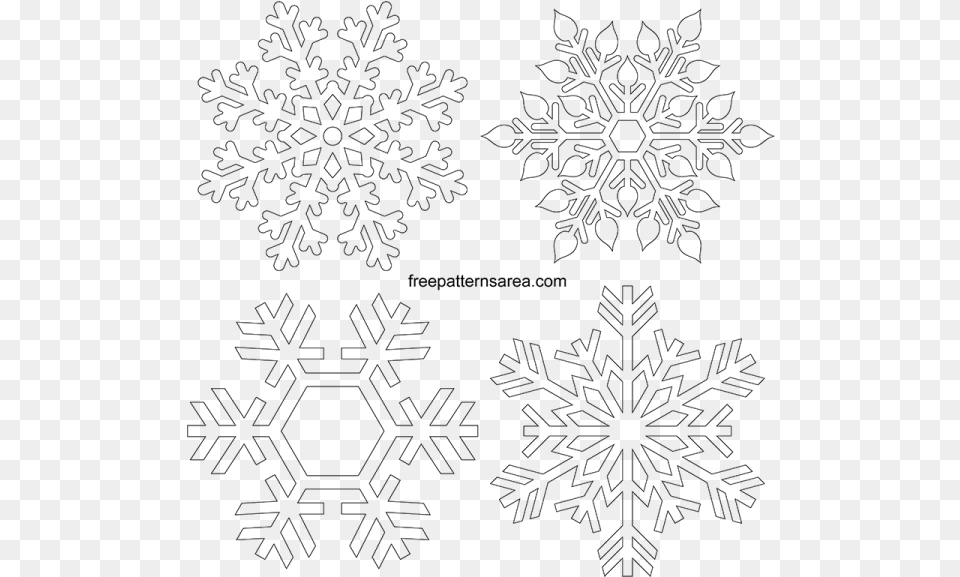 Black And White Printable Snowflake Clipart, Gray Png