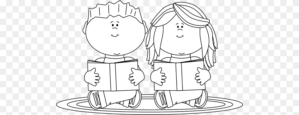 Black And White Reading Partners Partners Clipart Black And White, Book, Comics, Publication, Baby Free Png