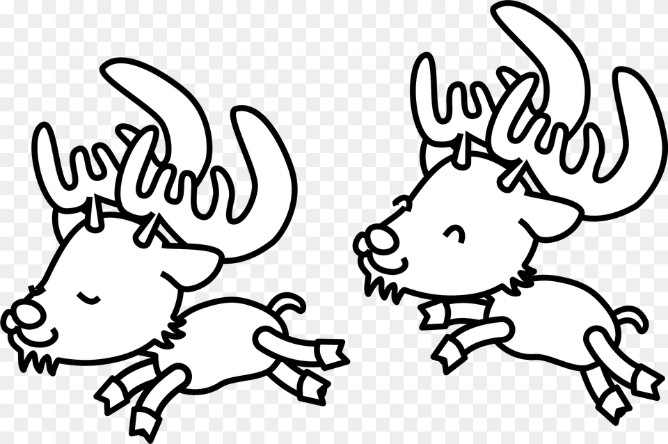Black And White Reindeer Clipart Reindeers Black And White, Stencil, Animal, Person, Mammal Free Png