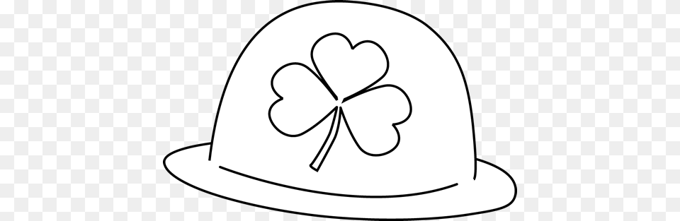 Black And White Saint Patricks Day Hat Clip Art, Clothing, Stencil, Hardhat, Helmet Free Png Download