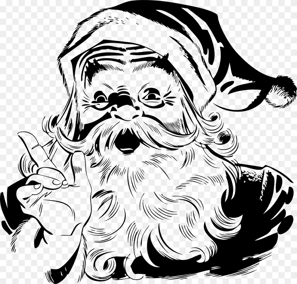Black And White Santa Claus, Lighting, Silhouette, Clothing, Hat Png Image