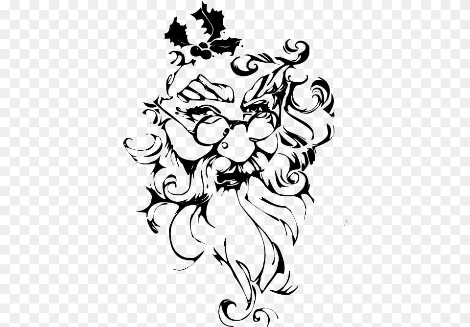 Black And White Santa Painting, Gray Free Transparent Png