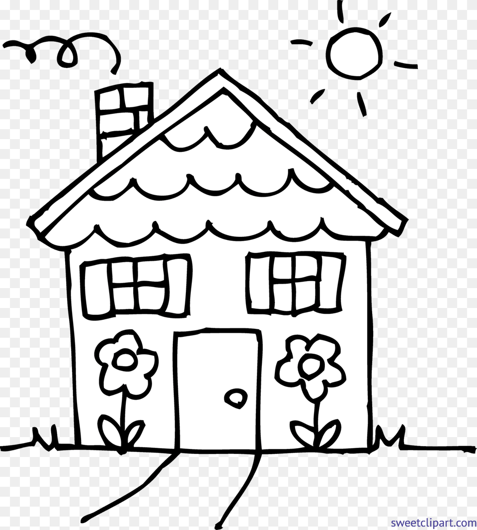 Black And White School House Clipart Transparent Stock Outline House Clipart Black And White, Outdoors, Nature, Architecture, Rural Free Png