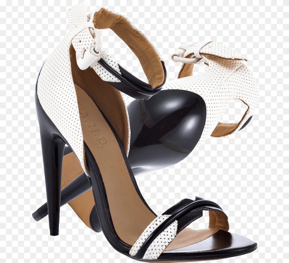 Black And White Shoes High Heels Black And White Ankle Strap Shoes, Clothing, Footwear, High Heel, Sandal Png Image