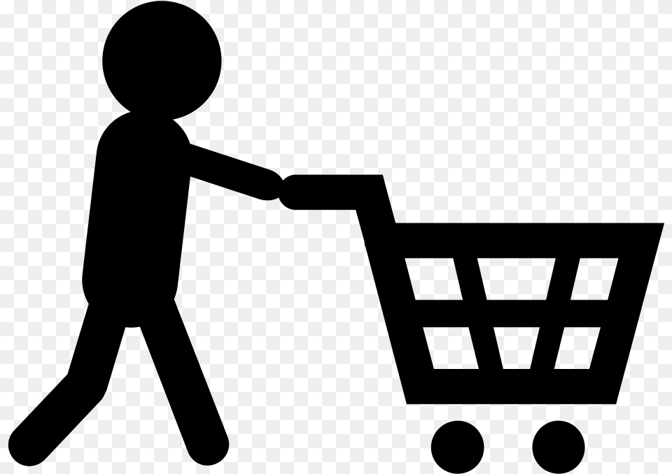 Black And White Shopping Cart Marketing, Gray Png Image