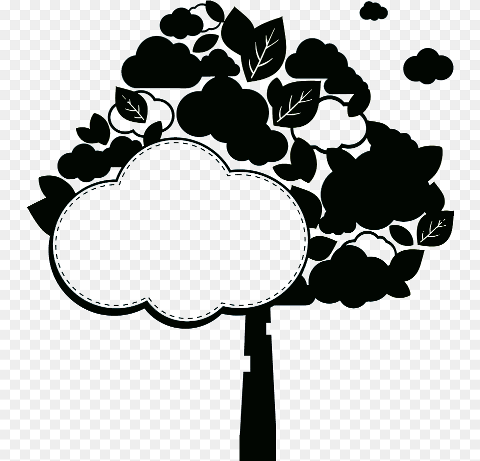 Black And White Silhouette Tree Decoration Clip Art, Leaf, Plant, Flower, Blackboard Png