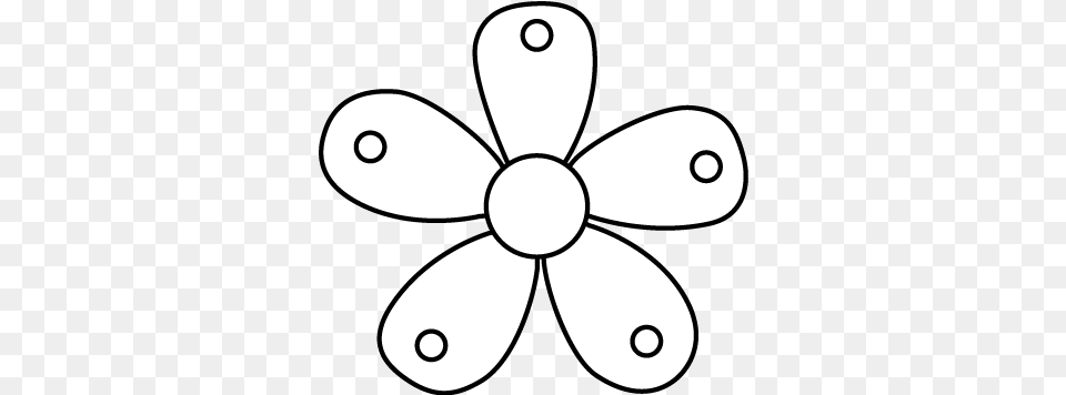 Black And White Single Garden Flower Clip Art Black And Dot, Stencil, Appliance, Ceiling Fan, Device Free Png