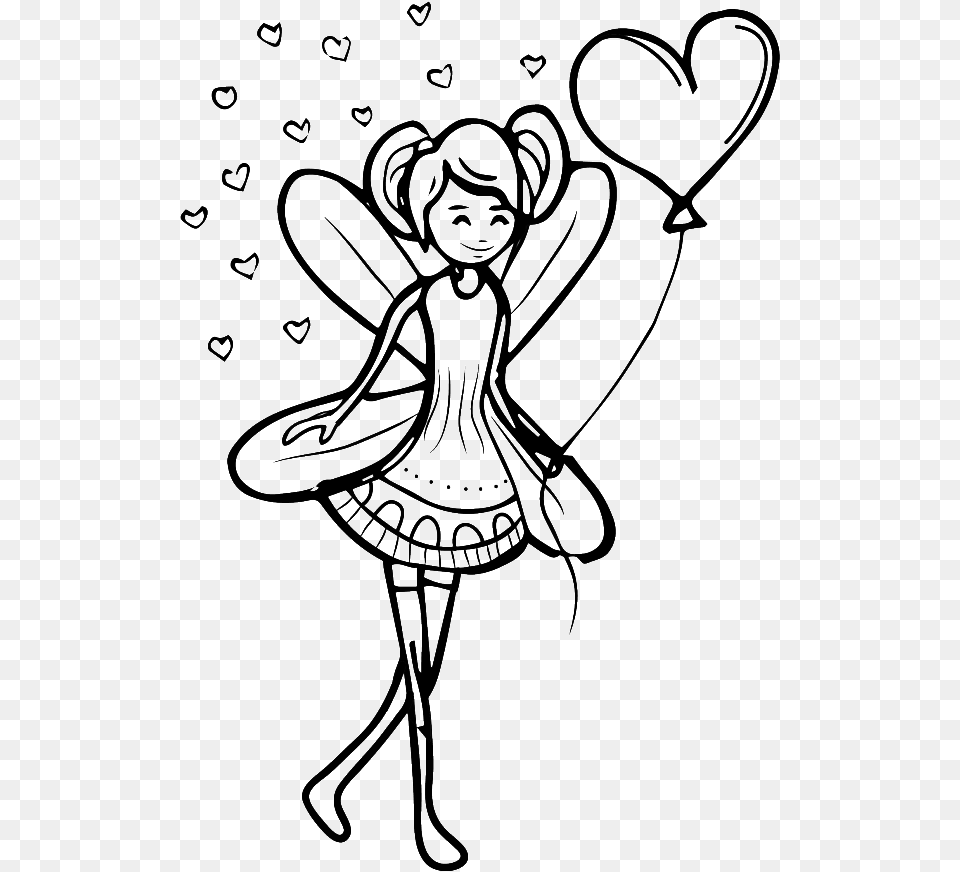 Black And White Sketch Fairy Love Vector Fairy Black And White, Person, Dancing, Leisure Activities, Art Free Png