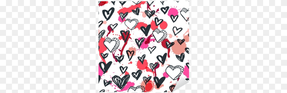 Black And White Sketched Ink Heart Icons And Watercolor Watercolor Painting, Pattern, Art, Graphics Free Png Download