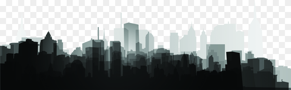 Black And White Skyline Silhouette Skyscraper City Silhouette Hd, Architecture, Building, High Rise, Urban Free Png