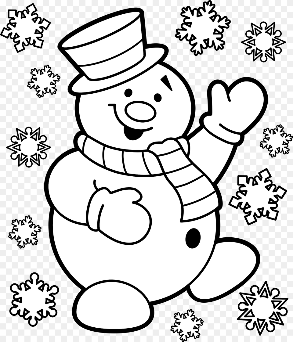 Black And White Snowman Clipart Christmas Coloring Pages For Kids, Nature, Outdoors, Snow, Winter Free Png Download