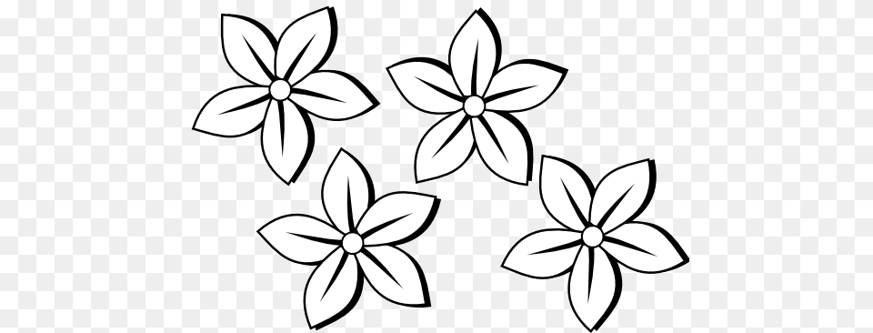 Black And White Spring Flower Clip Art, Stencil, Pattern, Plant, Graphics Png Image