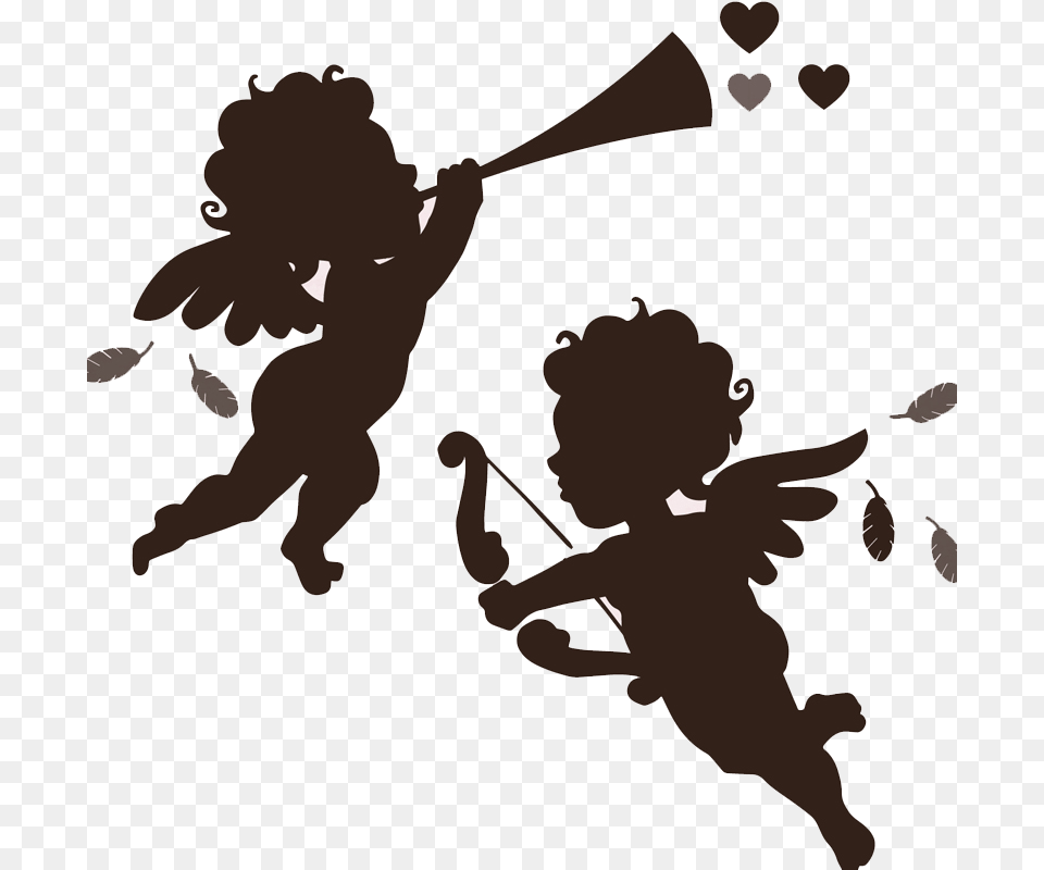 Black And White Stock Angel Sing Transprent Angel Silhouette, Stencil, Baby, Person, People Free Png