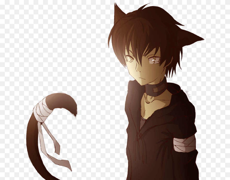 Black And White Stock Boy And Images Pluspng Anime Boy With Cat Ears, Person, Publication, Book, Comics Png
