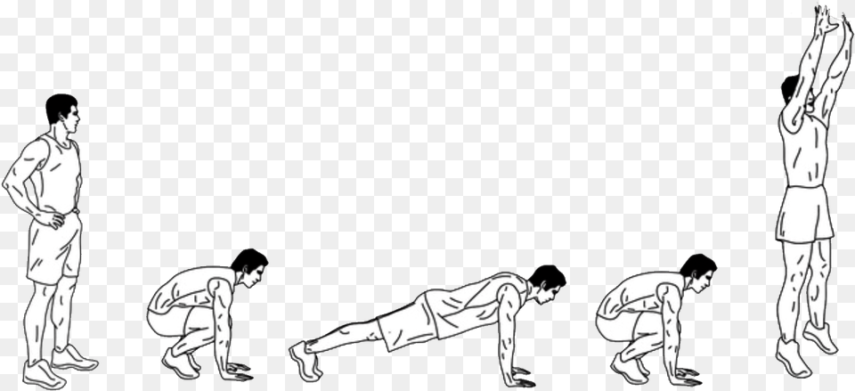 Black And White Stock Burpee Aerobic Exercise Muscle Press Up, Adult, Person, Man, Male Free Png Download
