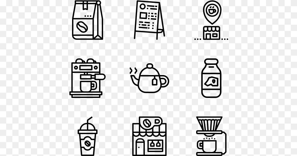 Black And White Stock Cafe Icon Packs Resume Icons, Gray Free Transparent Png