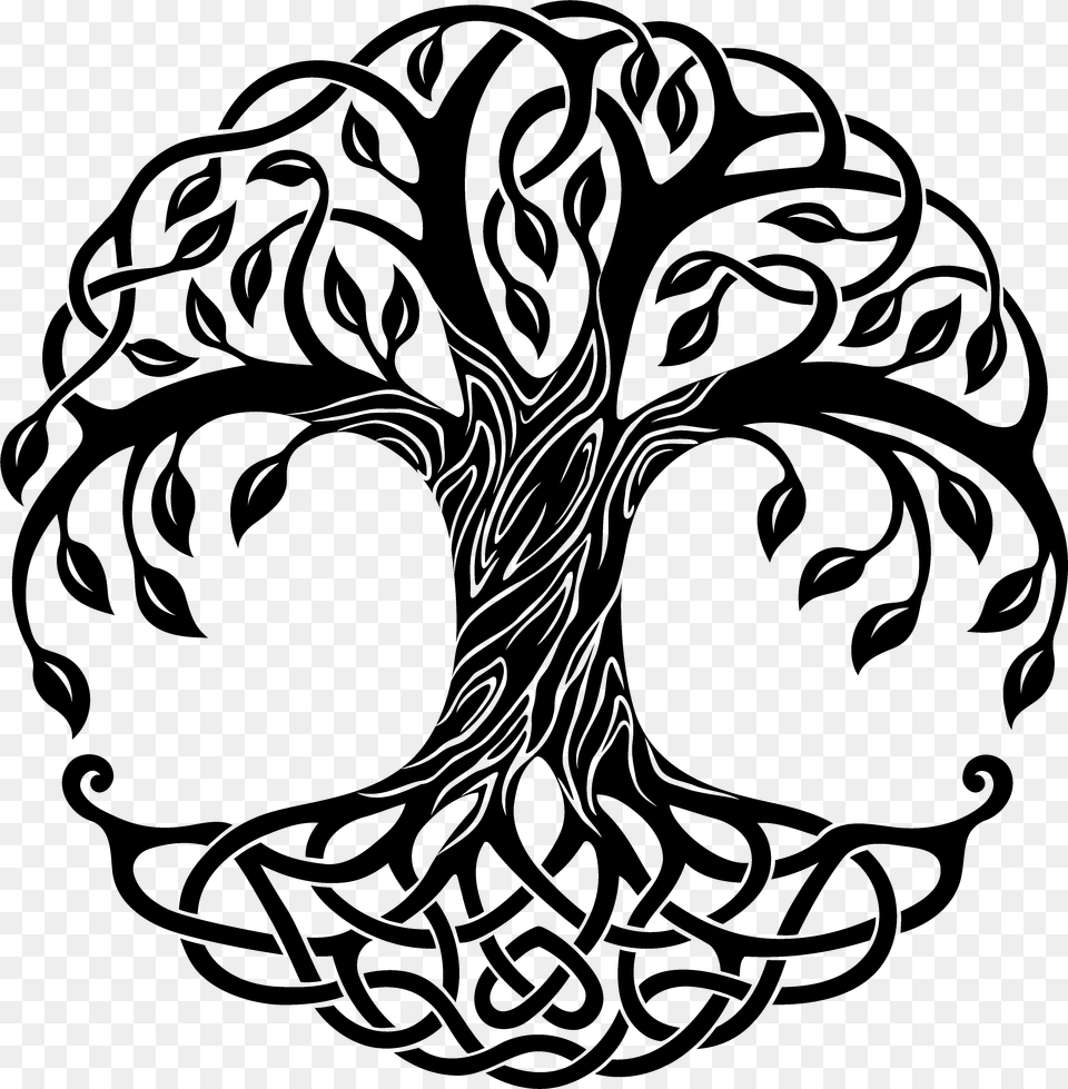 Black And White Stock Celtic Drawing Life Transparent Tree Of Life, Gray Free Png