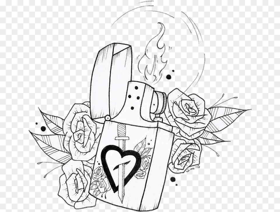 Black And White Stock Drawing Death Heart Line Art, Doodle, Book, Comics, Publication Free Png Download