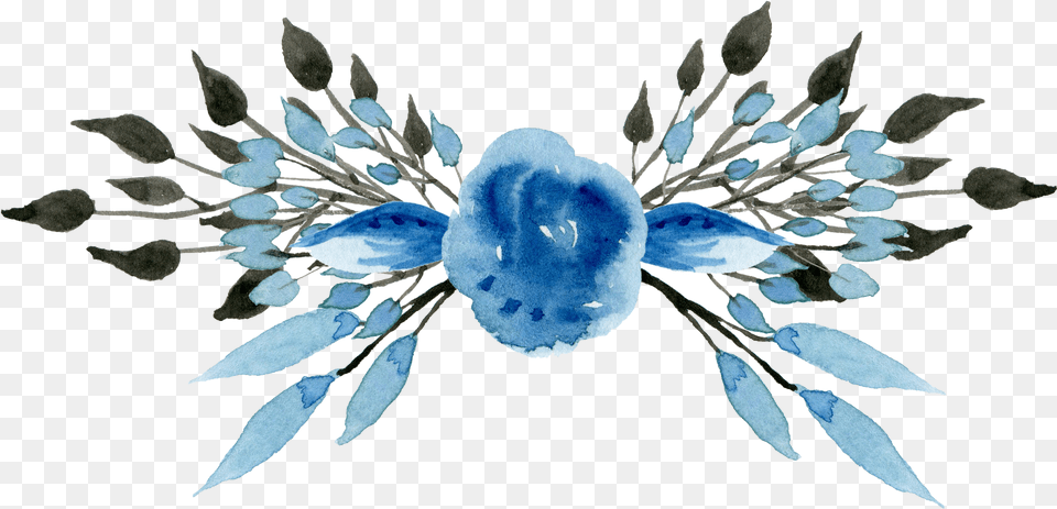Black And White Stock Watercolor Flowers Painting Blue Flower Clip Art, Accessories, Plant, Jewelry, Gemstone Png Image