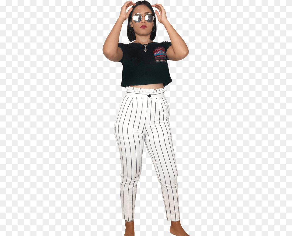 Black And White Striped Pants Striped Pants, Person, Clothing, People, Teen Free Png