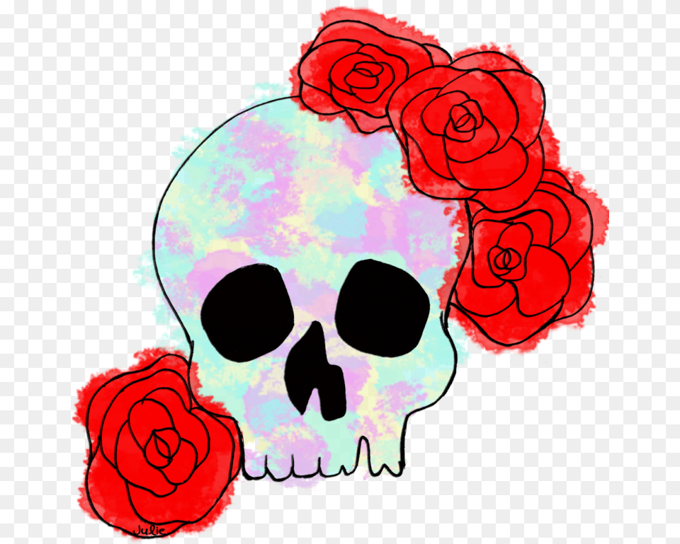 Black And White Sugar Skull Floral Clipart, Flower, Plant, Rose, Art Png Image