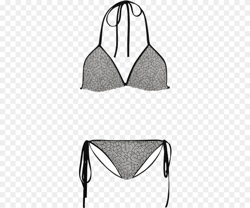 Black And White Swirls Zentangle Custom Bikini Swimsuit Bikini Black And White Pattern, Clothing, Swimwear, Accessories, Bag Png