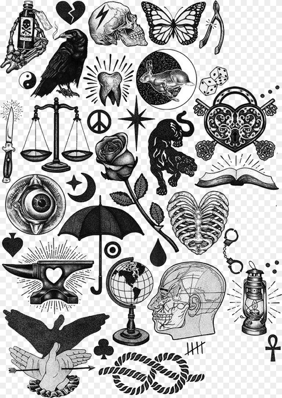 Black And White Tattoos Traditional, Art, Drawing, Animal, Bird Free Png
