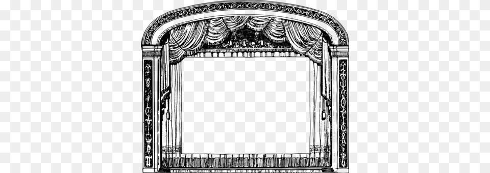 Black And White Theater Drapes And Stage Curtains Borders Stage Clipart, Gray Free Transparent Png
