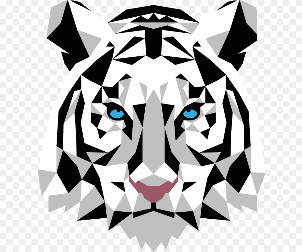 Black And White Tiger Sticker Geometric Tiger Black And White, Stencil, Baby, Person, Animal Png Image