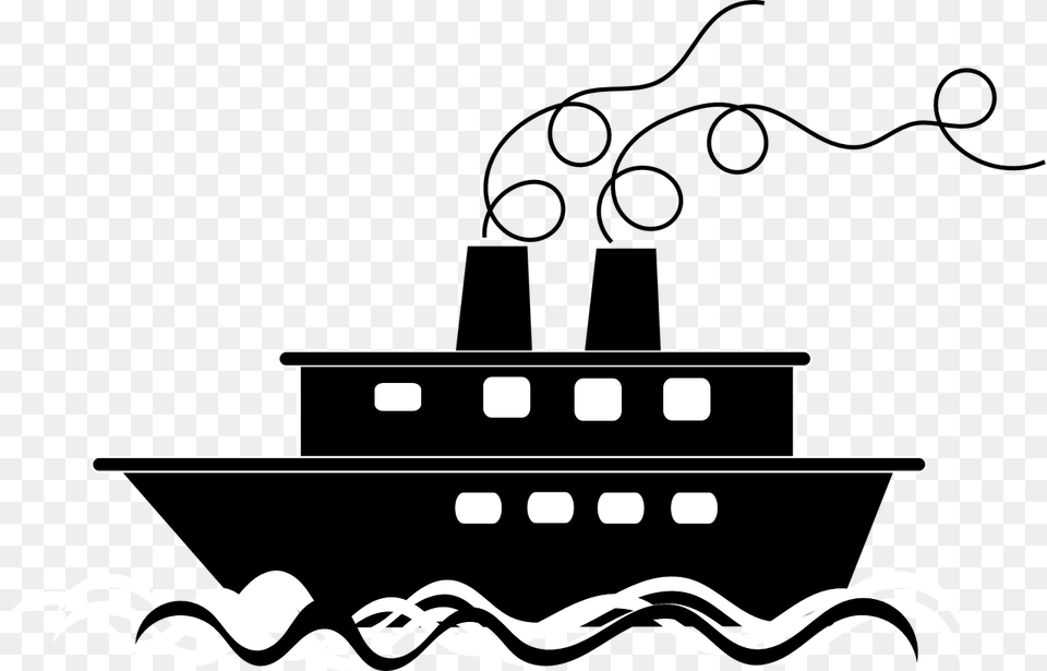 Black And White Transparent Background Boat Clipart, Stencil Free Png Download