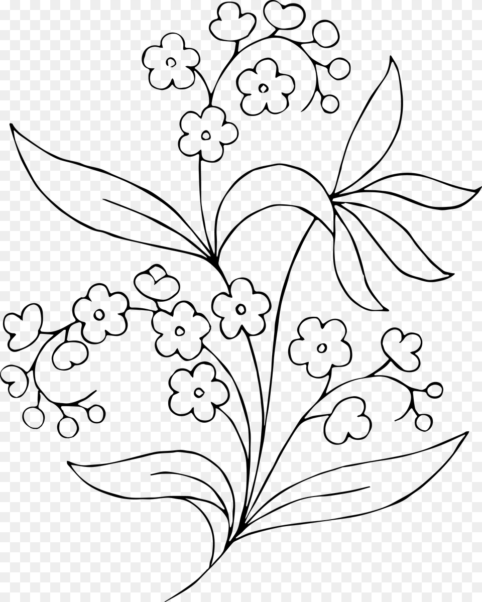 Black And White Transparent Flowers Clipart, Graphics, Art, Floral Design, Pattern Free Png