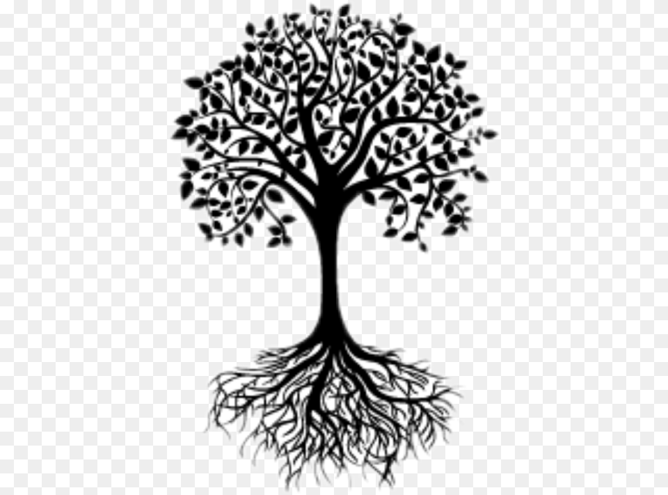 Black And White Tree Silhouette, Art, Drawing, Plant, Root Free Png
