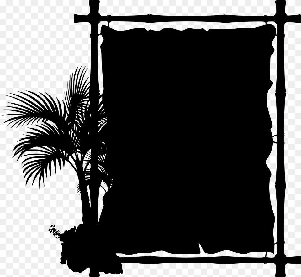 Black And White Tropical Border With Frame, Gray Png Image