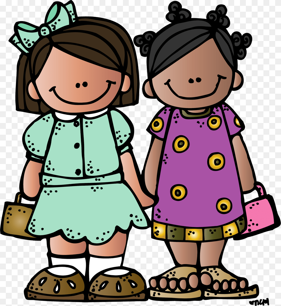 Black And White Two Sisters Clipart, Baby, Person, Clothing, Dress Free Transparent Png