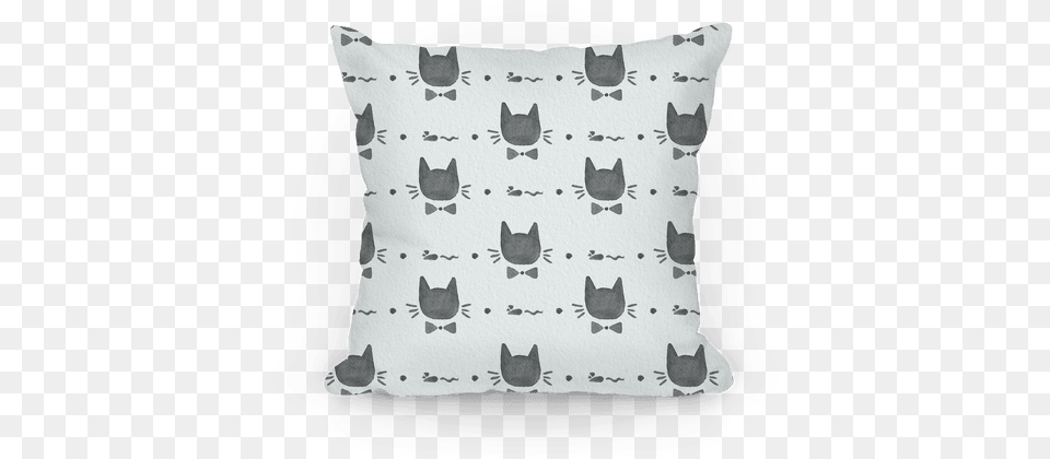 Black And White Watercolor Cat Bow Tie Pattern Pillow Bow Tie, Cushion, Home Decor, Diaper Free Png Download