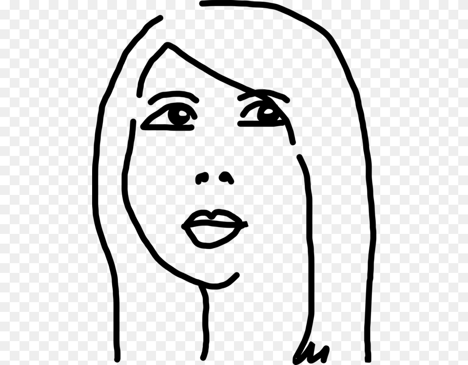 Black And White Woman Drawing Face Cartoon, Gray Png