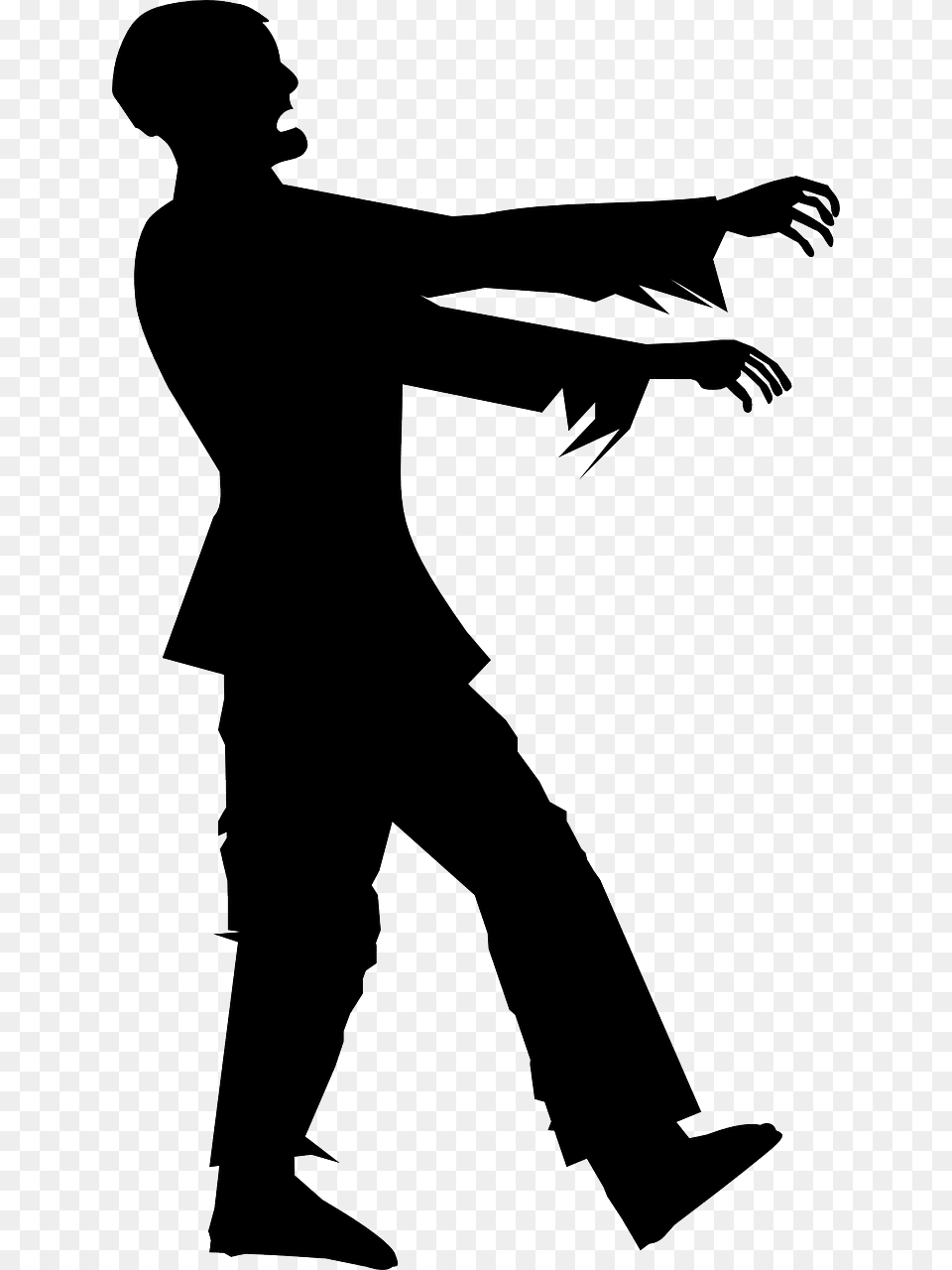 Black And White Zombie, Silhouette, Adult, Male, Man Png