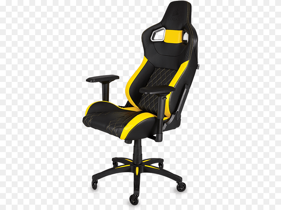 Black And Yellow Gaming Chair, Cushion, Home Decor, Furniture, Headrest Free Transparent Png