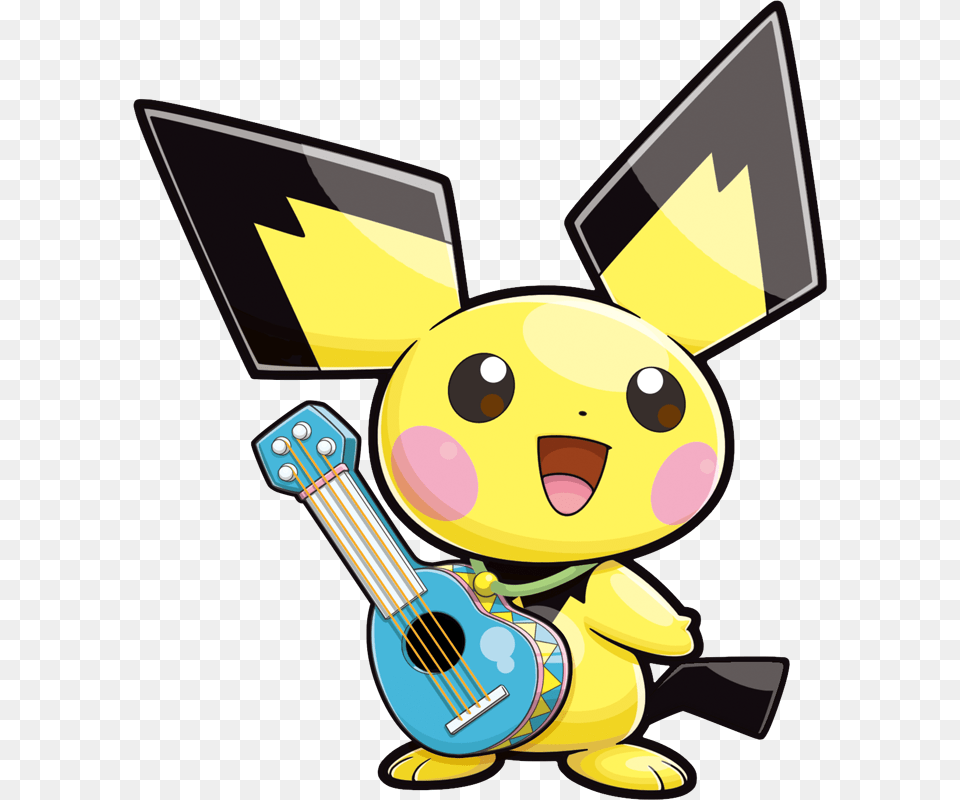 Black And Yellow Pikachu, Face, Guitar, Head, Musical Instrument Free Png Download