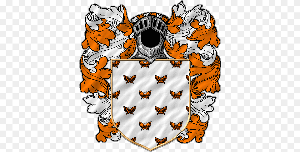 Black Andorange Butterflies On White Game Of Thrones House Oakheart Of Old Oak, Armor, Shield Png